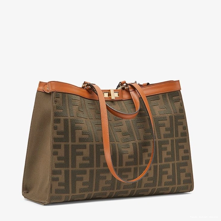 Cheap Motif Peekaboo In Fendi Coffee FF Medium Canvas X-Tote 0711
